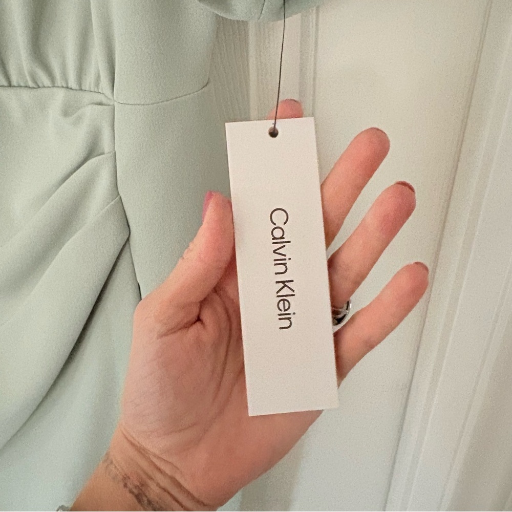 ✨Calvin Klein Sage Green Draped Sheath Dress Size 10 NWT ✨ - Picture 9 of 11